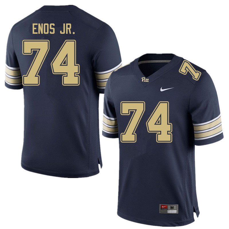 Men #74 Terrence Enos Jr. Pitt Panthers College Football Jerseys Sale-Navy